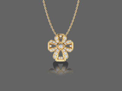 Flora Cross Charm Diamond Pendant