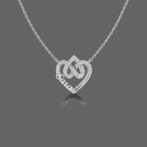 Tailored Two Hearts Name Pendant