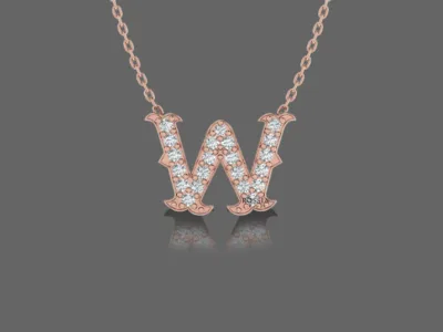 Letter "W" Gold Pendant