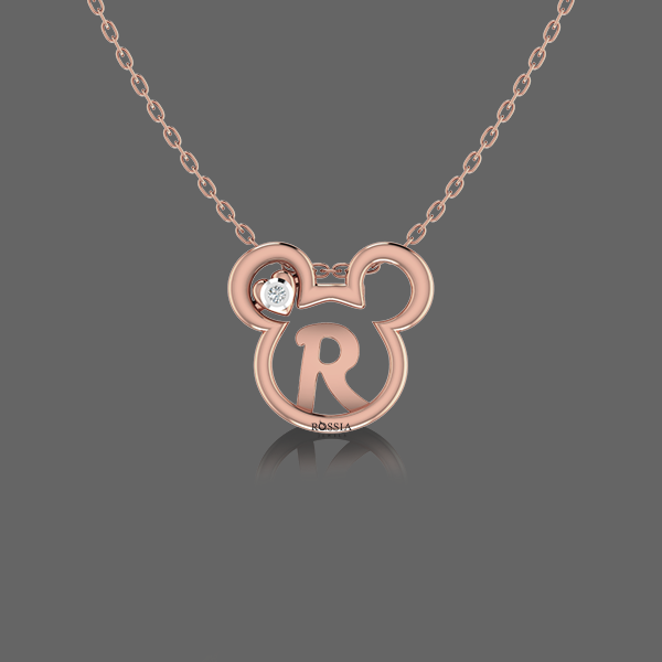 Women's Rose Gold Mickey Mouse Key Pendant Charm Necklace – 18" With Extender, Rhinestone Accents, Nickel-Free