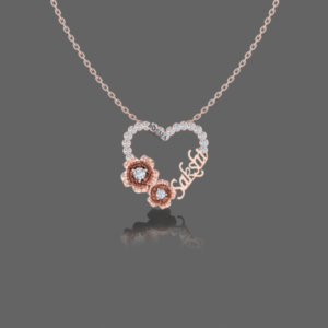 Vivacious Floral Diamond Studded Name Pendant