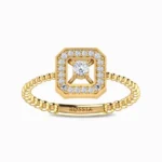 Emerald-Halo-Natural-Diamond-Ring-Yellow-Gold-Front-View