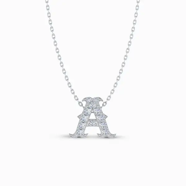 Letter-“A”-Gold-Pendant-White-Gold-Front-View