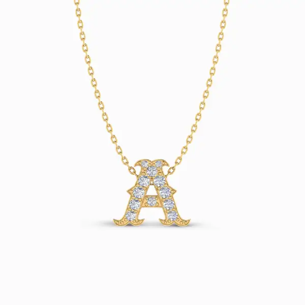 Letter-“A”-Gold-Pendant-Yellow-Gold-Front-View