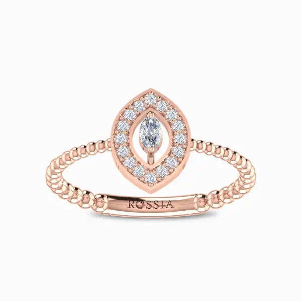 Marquise-Natural-Diamond-Halo-Ring-Rose-Gold-Front-View Marquise-Natural-Diamond-Halo-Ring-Rose-Gold-Front-View