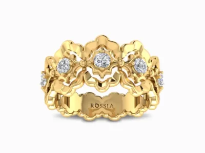 Radiant-Diamond-Wedding-Band-Yellow-Gold-Front-View