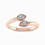 Elegant-Double-Pear-Solitaire-Natural-Diamond-Ring-Rose-Gold-Front-View