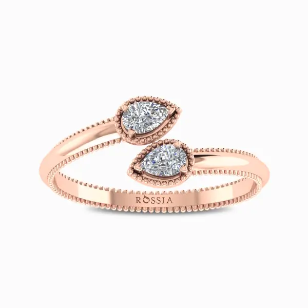 Elegant-Double-Pear-Solitaire-Natural-Diamond-Ring-Rose-Gold-Front-View
