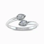 Elegant-Double-Pear-Solitaire-Natural-Diamond-Ring-White-Gold-Front-View
