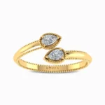 Elegant-Double-Pear-Solitaire-Natural-Diamond-Ring-Yellow-Gold-Front-View