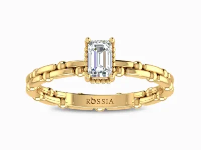Emerald Cut Natural Diamond Promise Ring