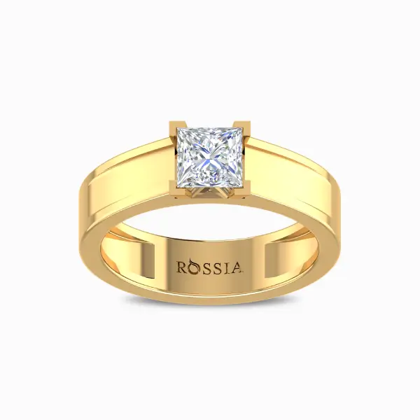 1.00-Carat-Princess-Cut-Men’s-Natural-Diamond-Ring-Yellow-Gold-Front-View 1.00 Carat Princess Cut Natural Diamond Ring For Men