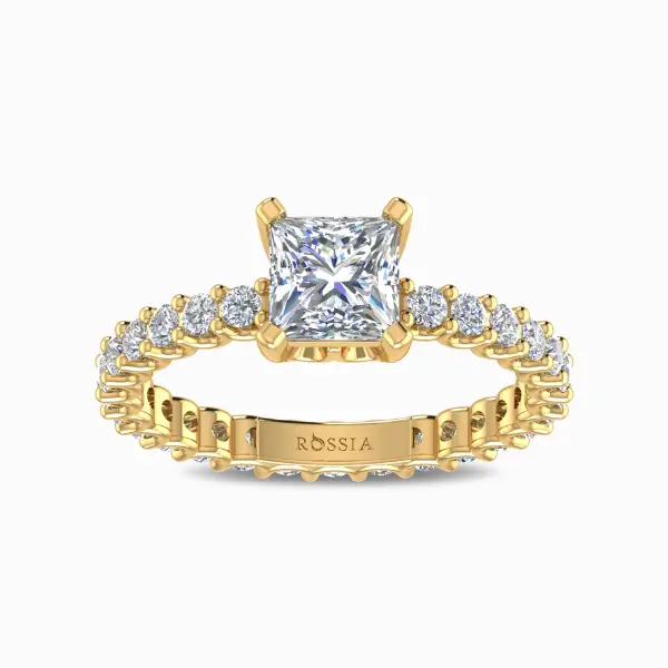 Natural-Diamond-Classic-Princess-Cut-Solitaire-Ring-Yellow-Gold-Front-View