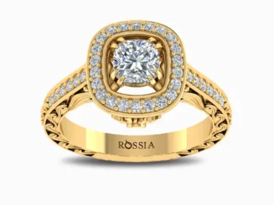 0.65-Carat-SunShine-Lab-Grown-Diamond -Engagement-Ring-Yellow-Gold-Front-View