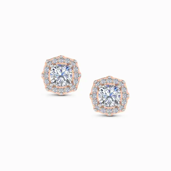 0.75ct Cushion Halo Lab Diamond Earrings 0.75ct Cushion Halo Lab Diamond Earrings