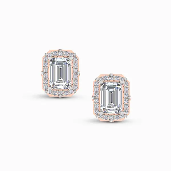 0.75ct Emerald Halo Lab Diamond Studs