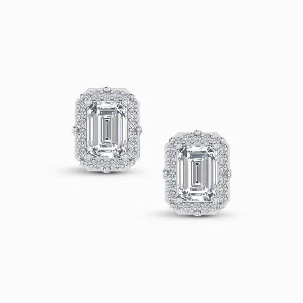 0.75ct Emerald Halo Lab Diamond Studs
