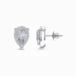 0.75 Ct Pear Halo Lab Diamond Stud Earrings