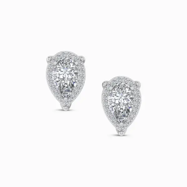 0.75 Ct Pear Halo Lab Diamond Stud Earrings