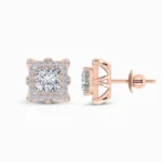 0.75 Carat Princess Halo Lab Diamond Stud Earrings