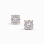 0.75 Carat Princess Halo Lab Diamond Stud Earrings
