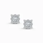0.75 Carat Princess Halo Lab Diamond Stud Earrings