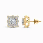 0.75 Carat Princess Halo Lab Diamond Stud Earrings