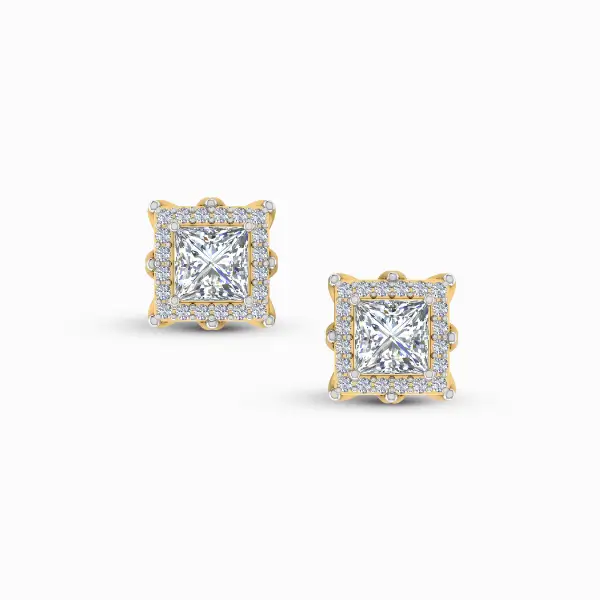 0.75 Carat Princess Halo Lab Diamond Stud Earrings 0.75 Carat Princess Halo Lab Diamond Stud Earrings