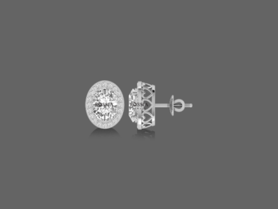 1.2ct Halo Oval Cut Lab-Grown Diamond Earrings