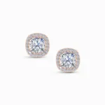 1.20 Carat Cushion Halo Cut Lab Grown Diamond Earrings