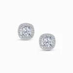 1.20 Carat Cushion Halo Cut Lab Grown Diamond Earrings