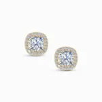 1.20 Carat Cushion Halo Cut Lab Grown Diamond Earrings