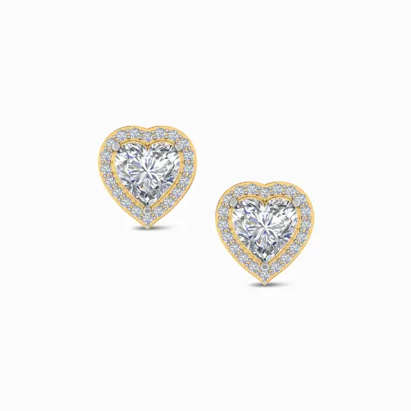 1.20 Carat Heart Halo Cut Lab Grown Diamond Studs 1.20 Carat Heart Halo Cut Lab Grown Diamond Studs
