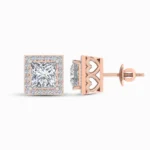 1.20 Carat Princess Halo Lab Diamond Earrings
