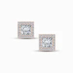 1.20 Carat Princess Halo Lab Diamond Earrings