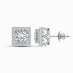 1.20 Carat Princess Halo Lab Diamond Earrings