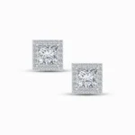 1.20 Carat Princess Halo Lab Diamond Earrings