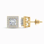 1.20 Carat Princess Halo Lab Diamond Earrings