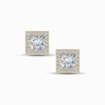 1.20 Carat Princess Halo Lab Diamond Earrings
