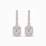 1.50 Carat Emerald Halo Drop Lab Grown Diamond Earrings