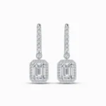 1.50 Carat Emerald Halo Drop Lab Grown Diamond Earrings
