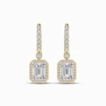 1.50 Carat Emerald Halo Drop Lab Grown Diamond Earrings