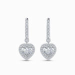 1.50 Carat Heart Halo Drop Lab Diamond Earrings