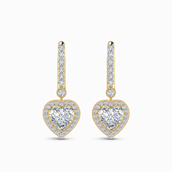 1.50 Carat Heart Halo Drop Lab Diamond Earrings 1.50 Carat Heart Halo Drop Lab Diamond Earrings