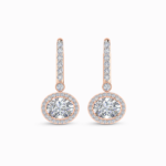 1.50 Carat Lab Grown Diamond Halo Drop Oval Cut Earrings