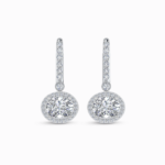 1.50 Carat Lab Grown Diamond Halo Drop Oval Cut Earrings