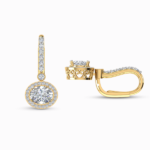1.50 Carat Lab Grown Diamond Halo Drop Oval Cut Earrings