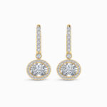 1.50 Carat Lab Grown Diamond Halo Drop Oval Cut Earrings