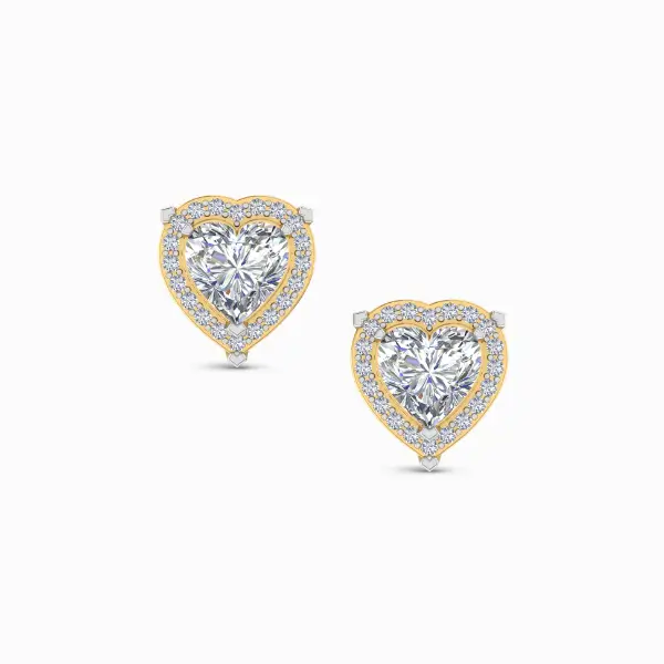 1.00 Carat Heart Halo Lab Grown Diamond Studs 1.00 Carat Heart Halo Lab Grown Diamond Studs