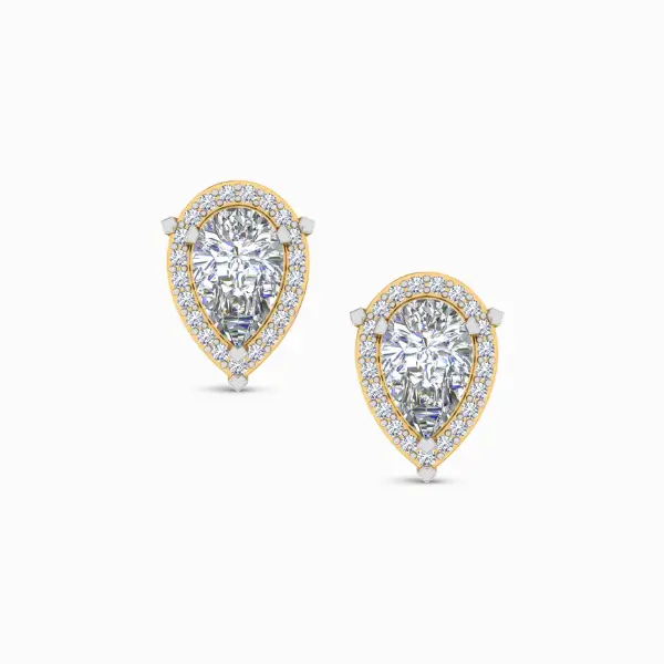 1.00 Carat Lab Grown Diamond Pear Cut Halo Studs 1.00 Carat Lab Grown Diamond Pear Cut Halo Studs